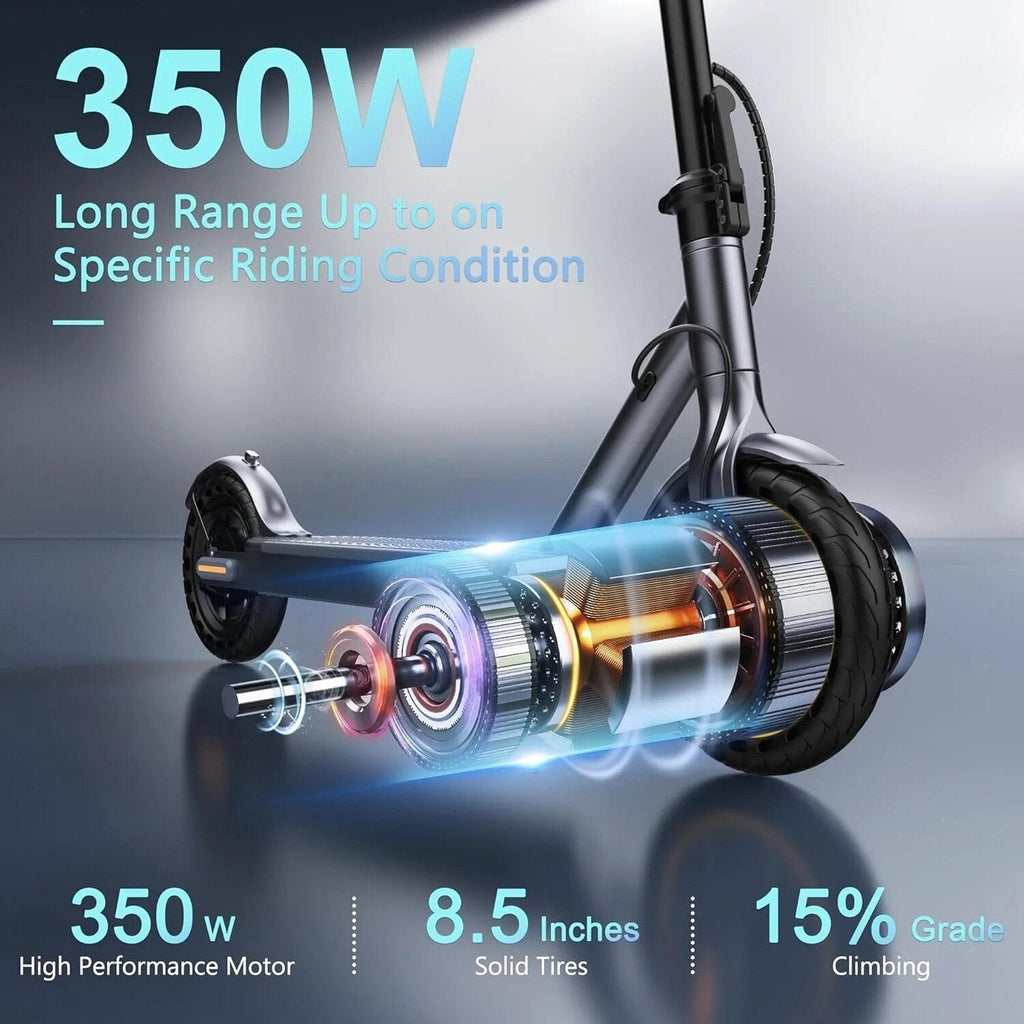 Electric Scooter, 350W/500W Powerful Motor, 8.5"/10" Solid Tires, 19/22Mph, 28/21/12 Miles Range,Dual Braking