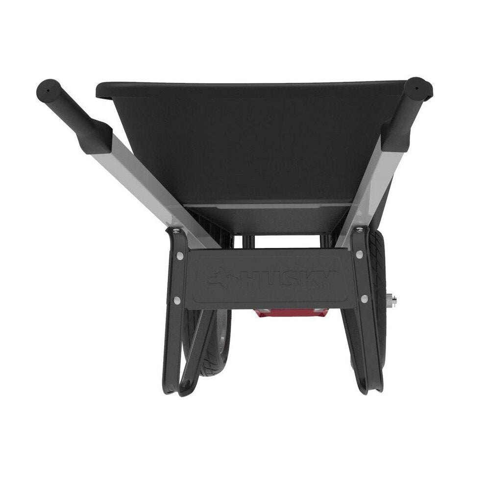 Husky 6 Cu. Ft. Poly Dual Wheel Wheelbarrow with Flat Free Tires