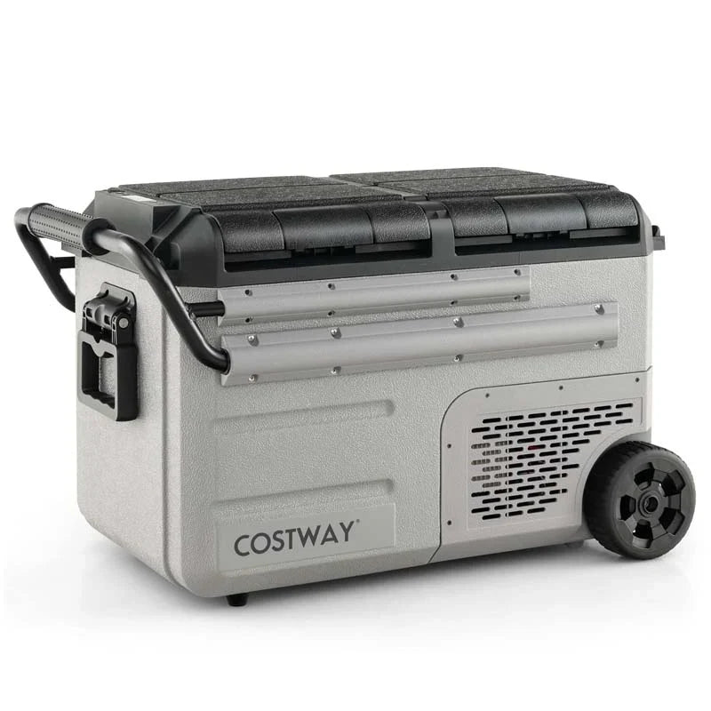 40-Quart Dual-Zone Portable Car Refrigerator Cooler Freezer With Wheels