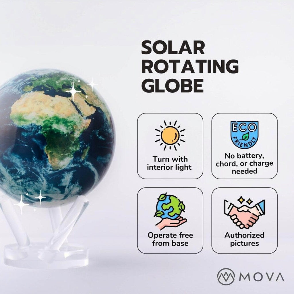 MOVA 4.5" Self-Rotating Globe Earth with Clouds, Light Powered