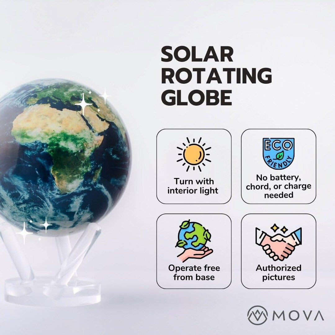 MOVA 4.5" Self-Rotating Globe Earth with Clouds, Light Powered