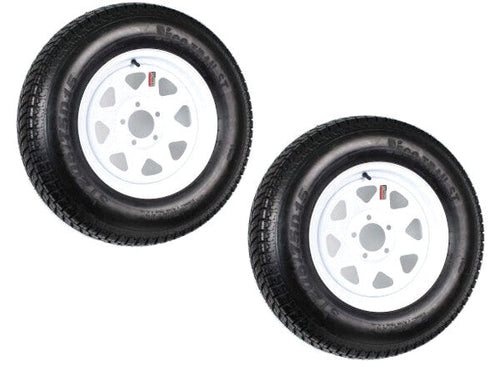 2-Pack Trailer Tire On Rim ST205/75D15 205/75 D 15 in. LRC 5 Hole White Spoke