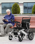 VERPAL Foldable Power Wheelchair, 25 Miles, 500W Dual Motors, 38in D x 25in W x 37in H - Silver Gray