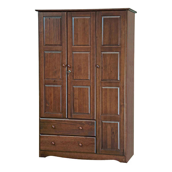 Grand Wardrobe Armoire, 100% Solid Wood, Mocha