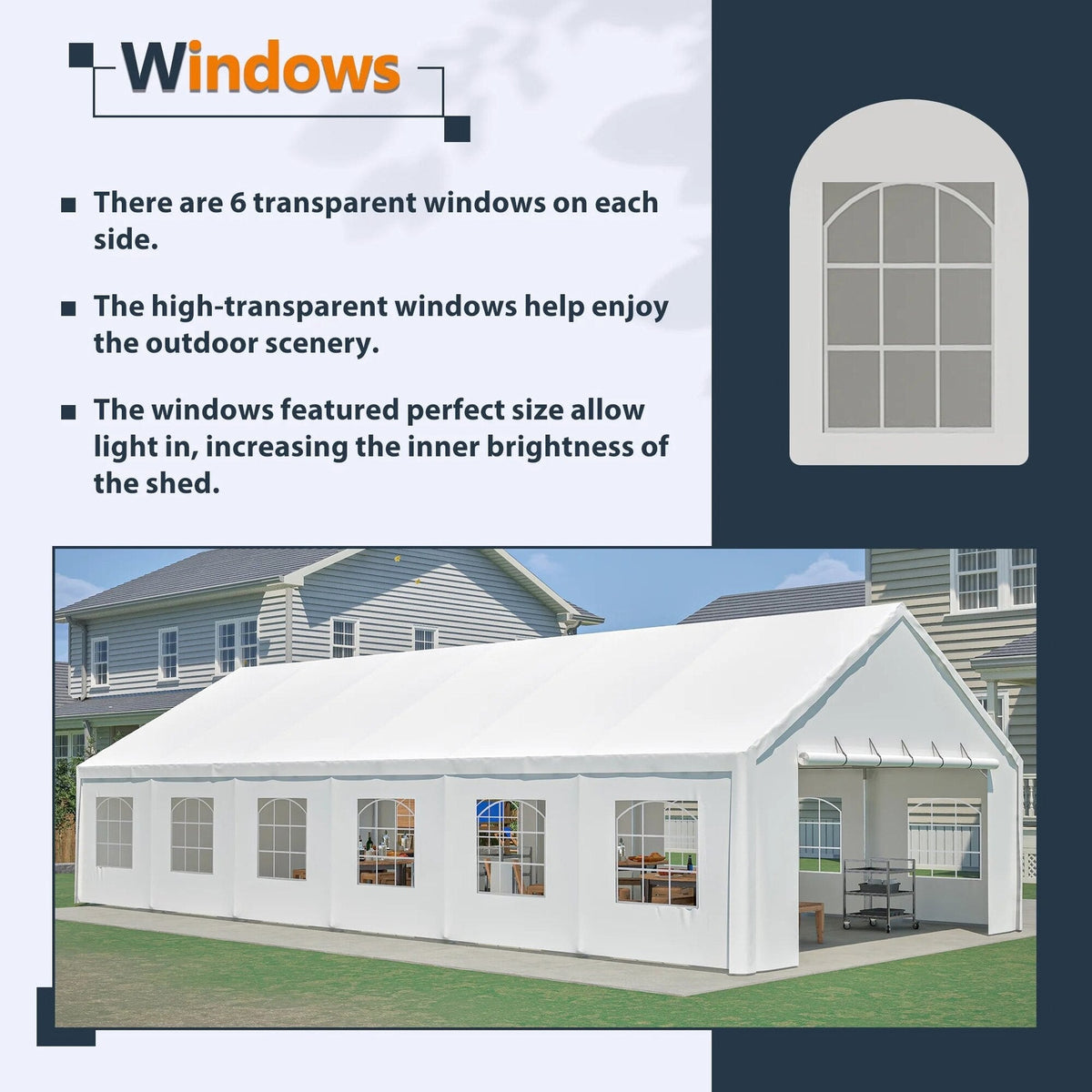 20x40 FT Heavy-Duty Party Tent with 3 Storage Bags - Large Waterproof Wedding Event Shelter for Removable Sidewalls &amp; Zipper Door - Outdoor Commercial Tent for Parties Carport Camping BBQ Garden