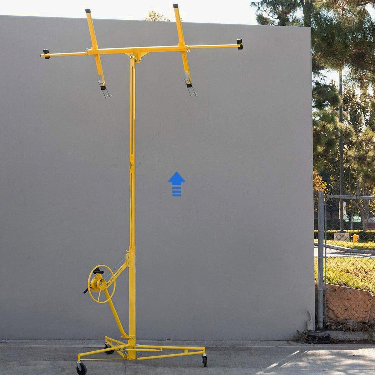 Stark USA 65044 65044 Drywall Lift 11' Yellow Rolling Sheetrock Panel Hoist Jack