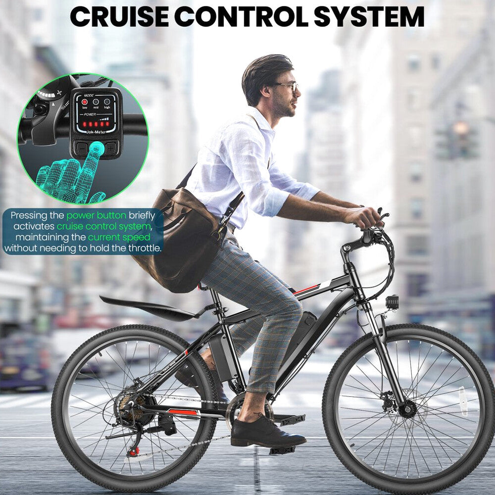 500W Electric Bike 26" Electric Bicycle for Adults with Cruise Control System Ebike