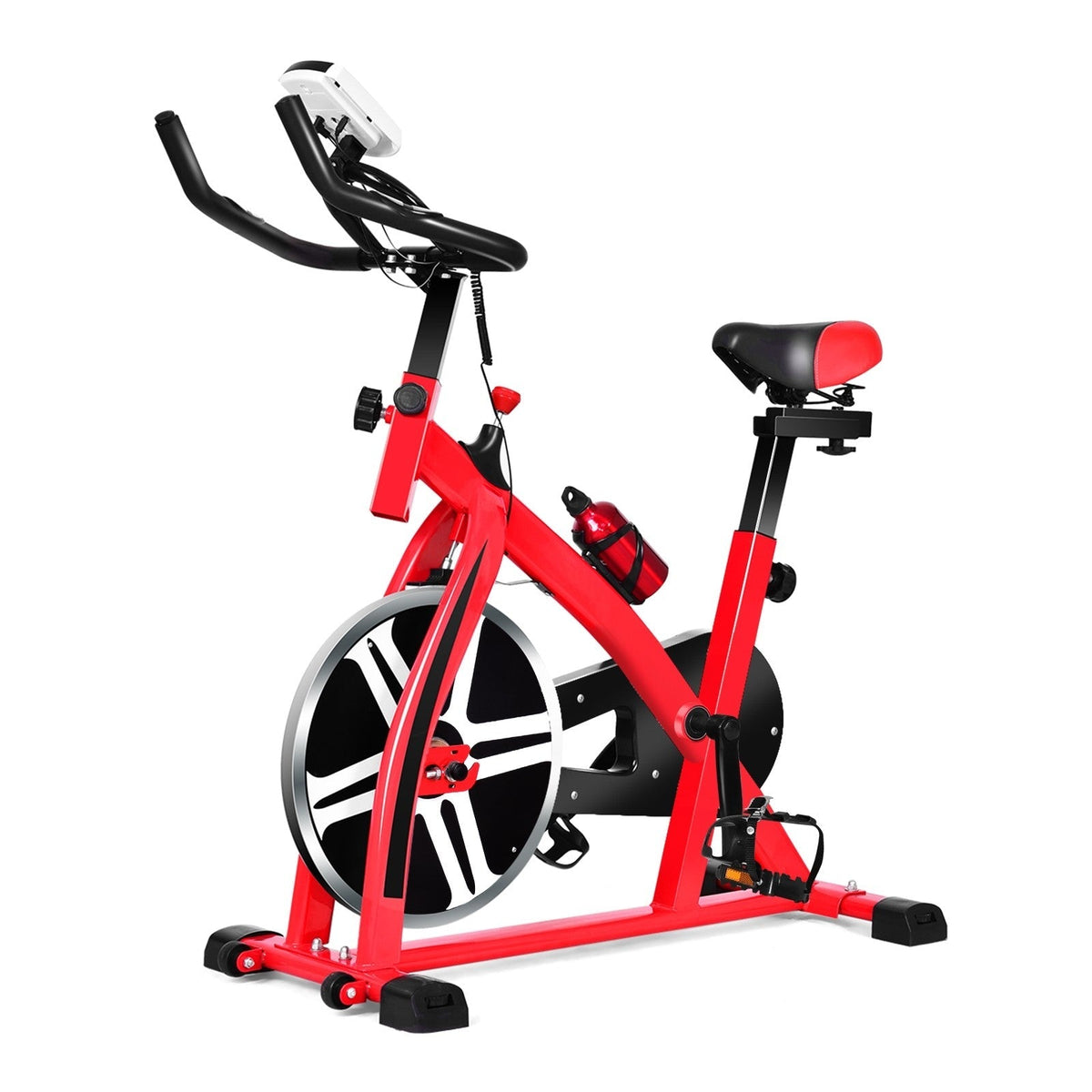 Indoor Cycling Bike With 22 lbs Flywheel, Black + Red - 40 in L x 19 in W x 43 in H