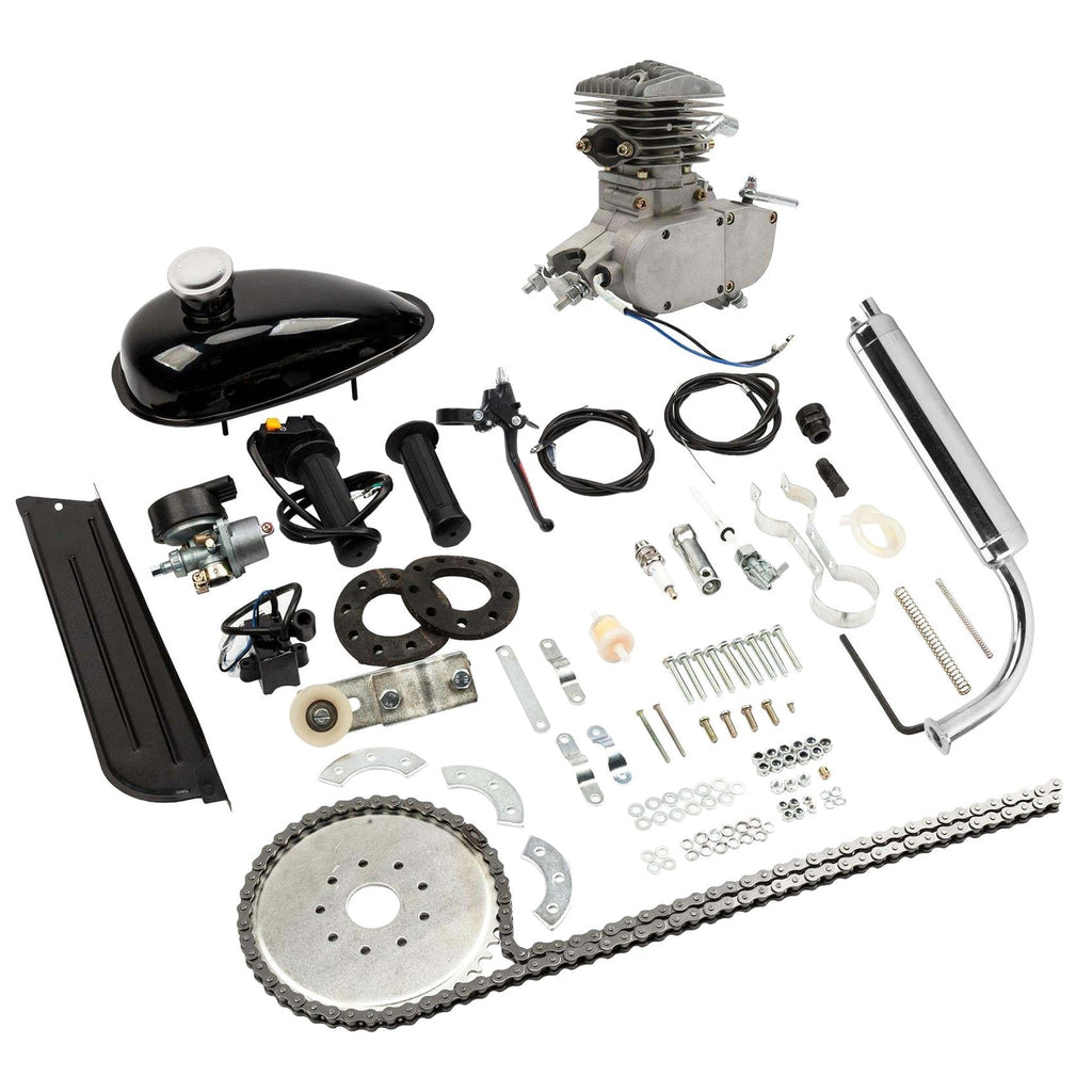 Zimtown 80cc 2 Stroke Engine Bike Motor Kit for 26′′ Bicycles, Silver White