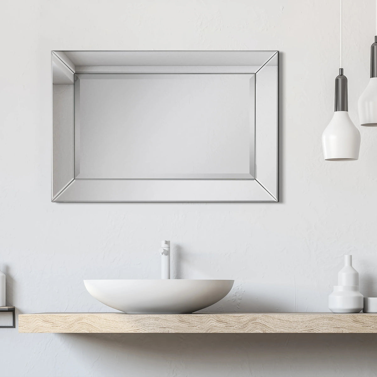 Rectangular Clear Beveled Wall Mirror - 3 Sizes