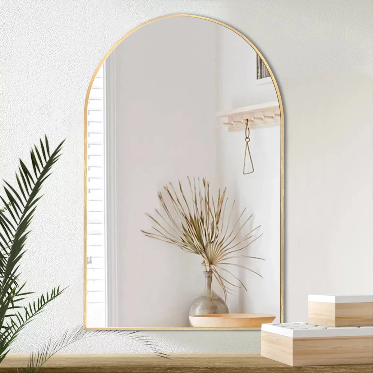 Arch Aluminum Bathroom Wall Mirror - Black Or Brushed-Gold, 1-Pack, 2-Pack Or 4-Pack