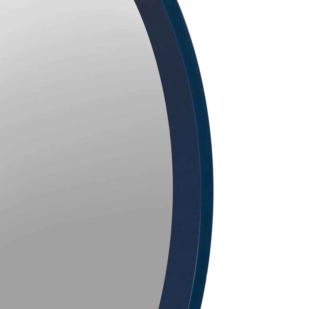 Round Wood Accent Wall Mirror With Modern Decorative Wooden Frame