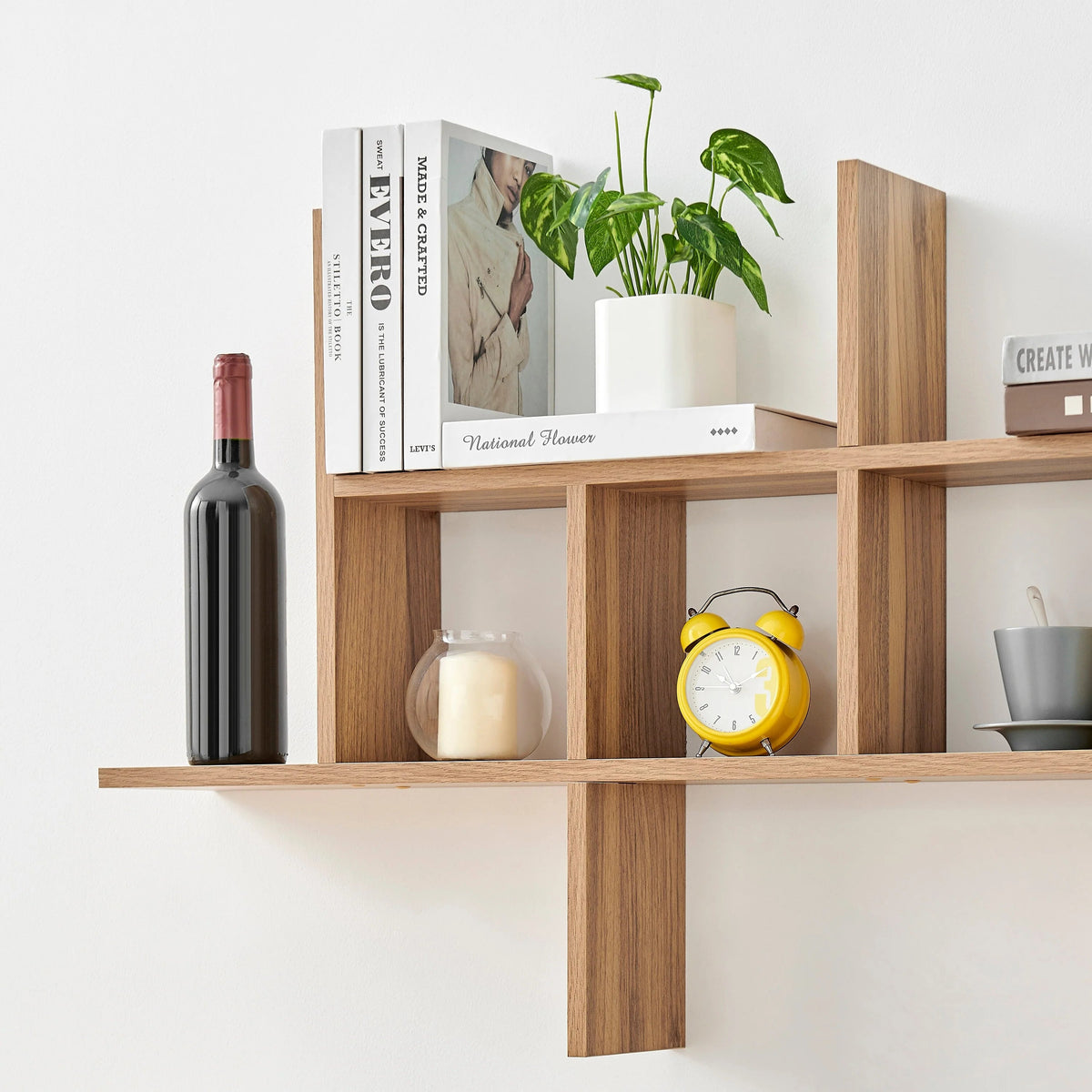 Cantilever Floating Wall Shelf, 24 x 5.75 x 40 in Laminated MDF