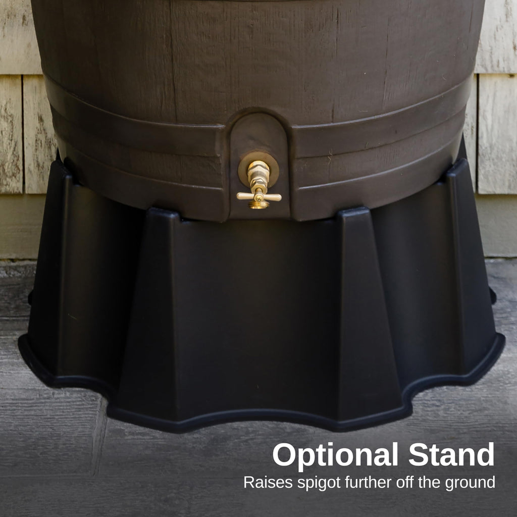 50 Gallon Rain Barrel With Brass Spigot And Flat-Back Design