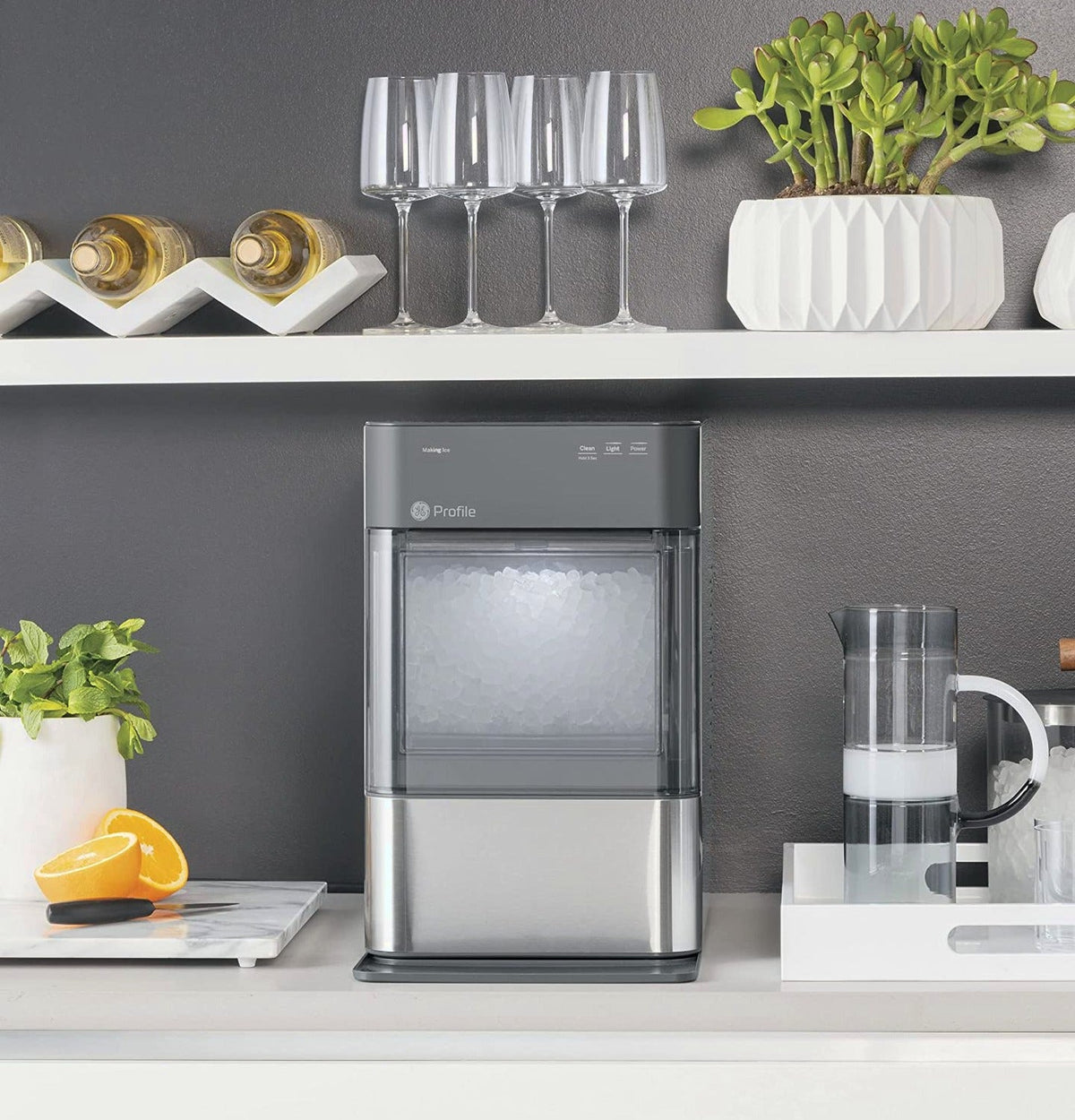 GE Profile Opal 2.0 | Countertop Nugget Ice Maker | Ice Machine with WiFi Connectivity | Smart Home Kitchen Essentials | Black Stainless