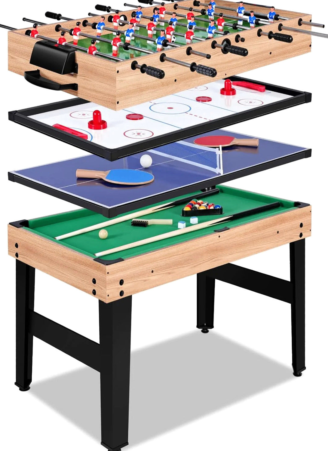 12-in-1 Game Table - 48" Combo Game Table, Ping Pong Table, Foosball Table, Air Hockey Table, Pool Table - Sports Arcade Games with Accessories - Ideal for Game Rooms and Family Game Nights!