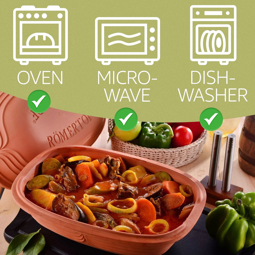 Romertopf Clay Roaster | Non-Stick Dutch Oven | Healthy Clay Pot Cooking | Clay Baker | Versatile Cooking Vessel - 5.2 Quarts (5 Liters) for up to 6 people