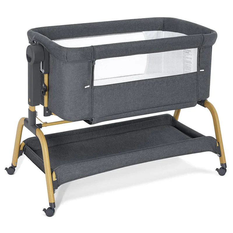 Rocking Bedside Sleeper Bassinet With Adjustable Height, Wheels And Mattress