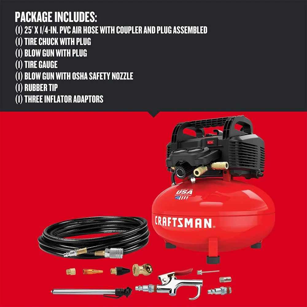 6 Gallon Oil-Free Pancake Air Compressor Kit - 150 PSI