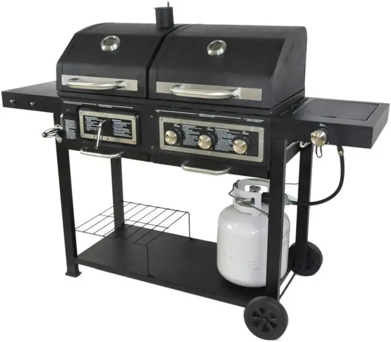 Dual-Fuel Outdoor Charcoal And Propane Grill - 64 x 28 x 49.75 inches