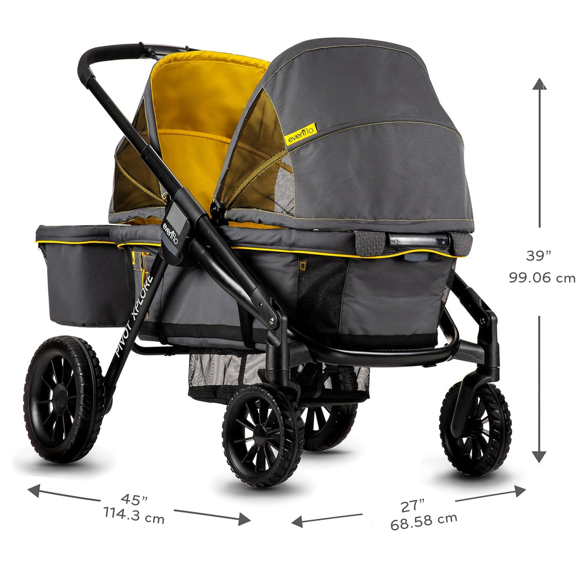 2-in-1 All-Terrain Baby Stroller Wagon With Canopy And Storage - Gray