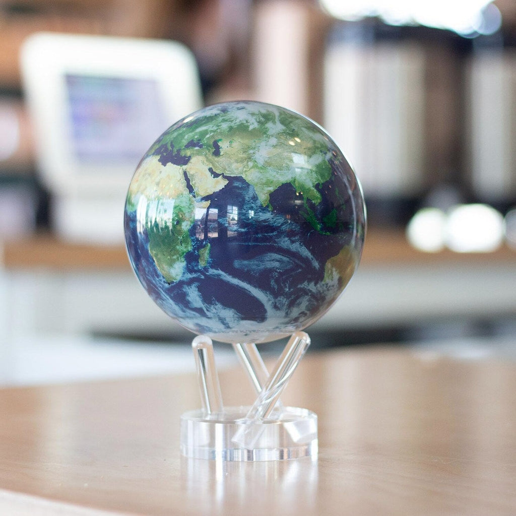 MOVA 4.5" Self-Rotating Globe Earth with Clouds, Light Powered