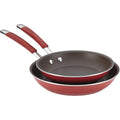 Rachael Ray Cucina Nonstick Frying Pan Set, 9.25 and 11 Inch, Cranberry Red