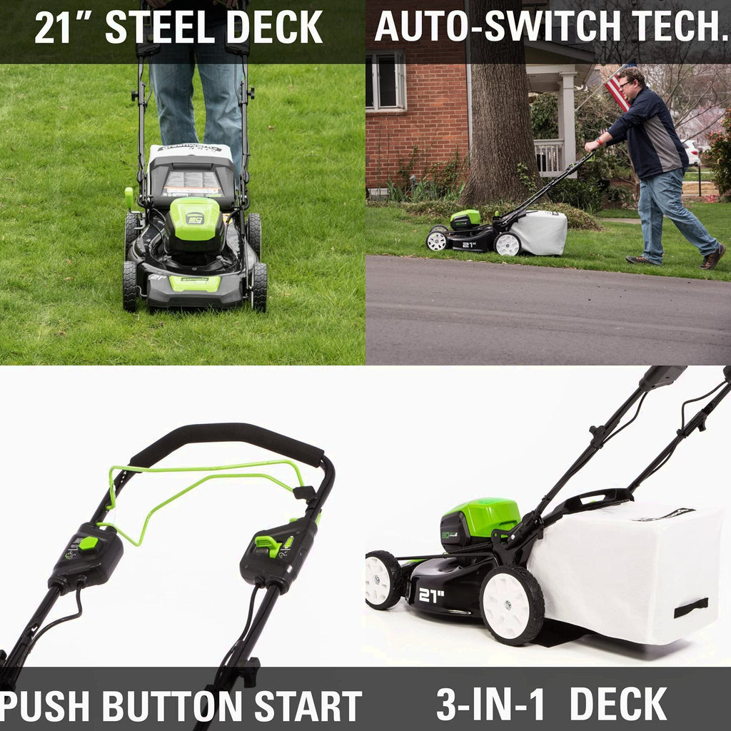 80V Cordless 21′′ Self-Propelled Brushless Lawn Mower | Greenworks