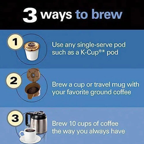 Hamilton Beach FlexBrew Thermal Coffee Maker, Single Serve &amp; Full Pot, Compatible with K-Cup Pods or Grounds, Programmable, Black and Stainless (49966)