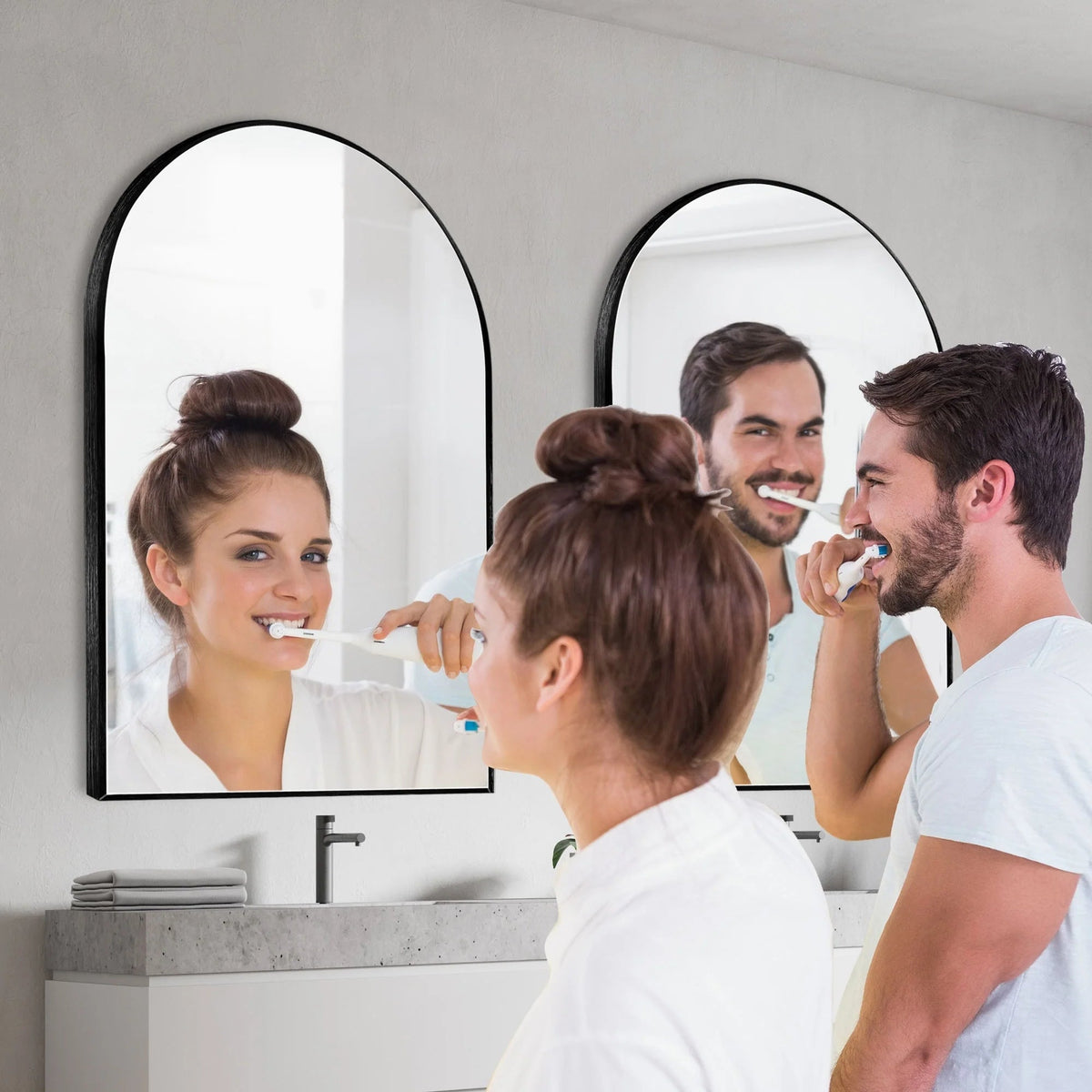 Arch Aluminum Bathroom Wall Mirror - Black Or Brushed-Gold, 1-Pack, 2-Pack Or 4-Pack