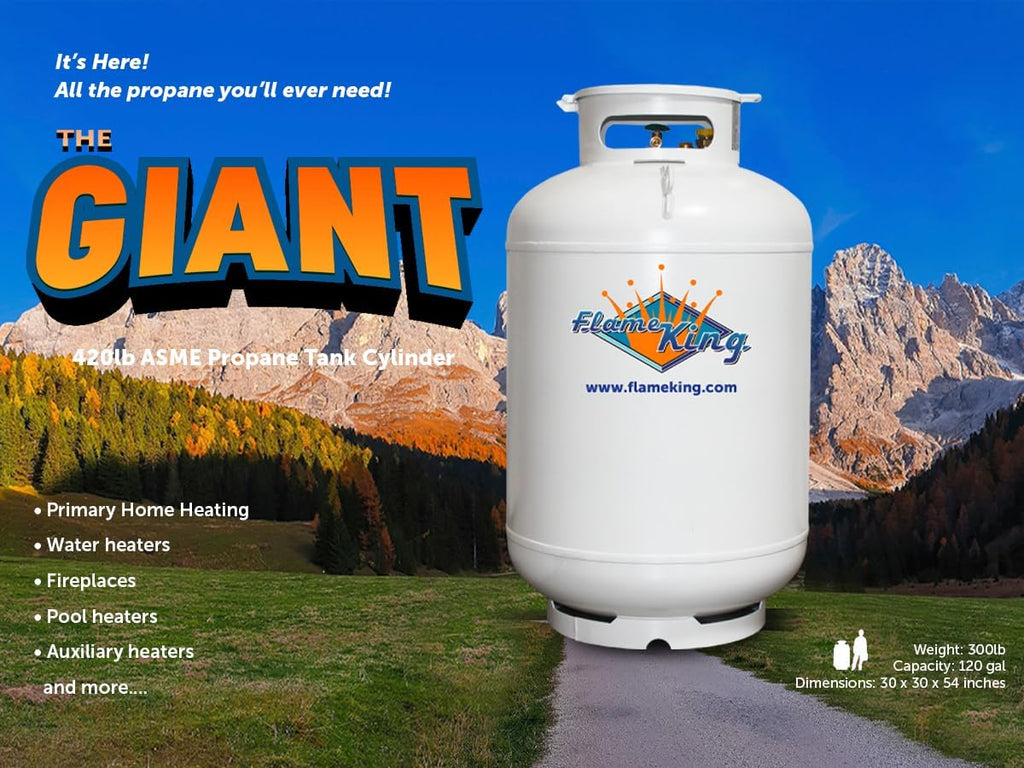 Flame King Vertical Propane Tank 420LB - White