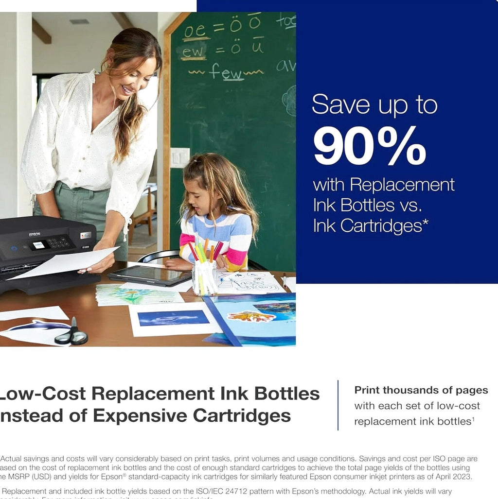 Epson EcoTank ET-4800 Wireless All-in-One Inkjet Printer, Scanner, Copier, Fax, ADF, Ethernet, White