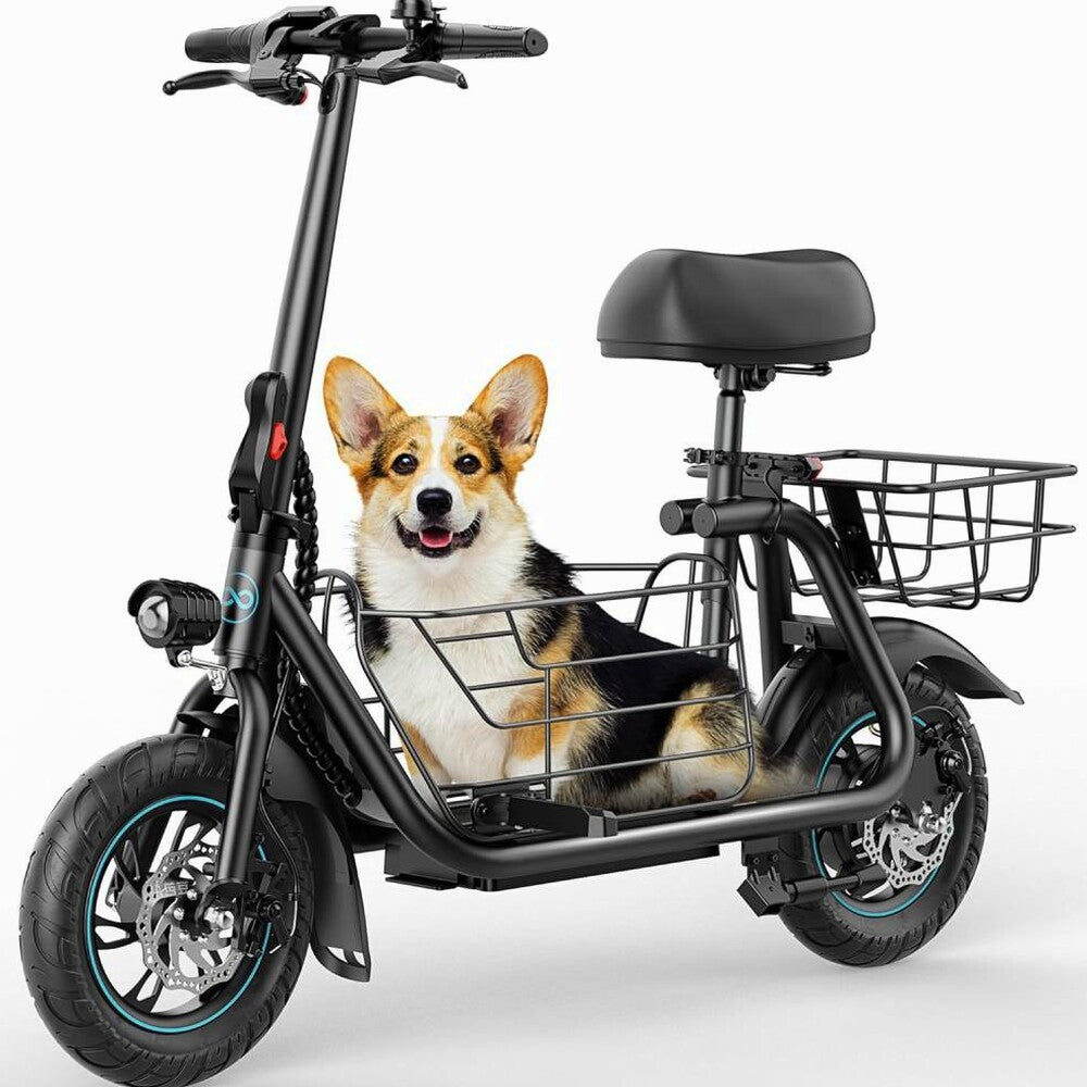 Gyroor Electric Scooter with Basket &amp; Seat, 550W, 20 Mile Range