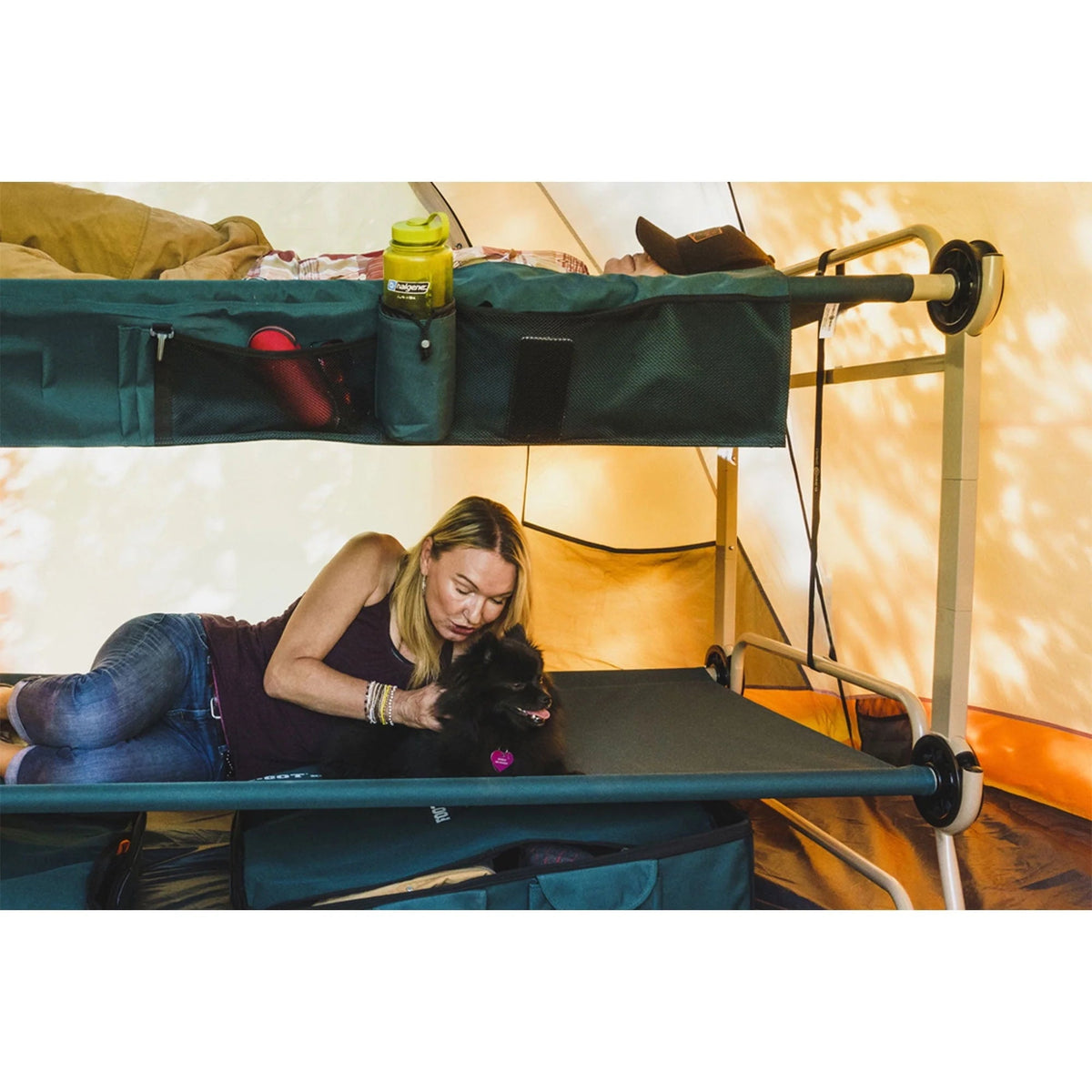 Disc-O-Bed XL Cam-O-Bunk Benchable Double Cot With Storage Organizers - Navy