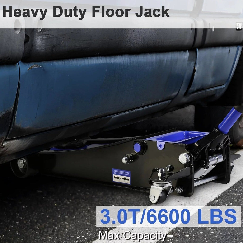 3 Ton Floor Jack, Hydraulic Low Profile Car Jack, Heavy Duty Steel Hydraulic Jack Floor Jack with Dual Piston Quick Lift Pump, Lifting Range 5.1′′-20′′