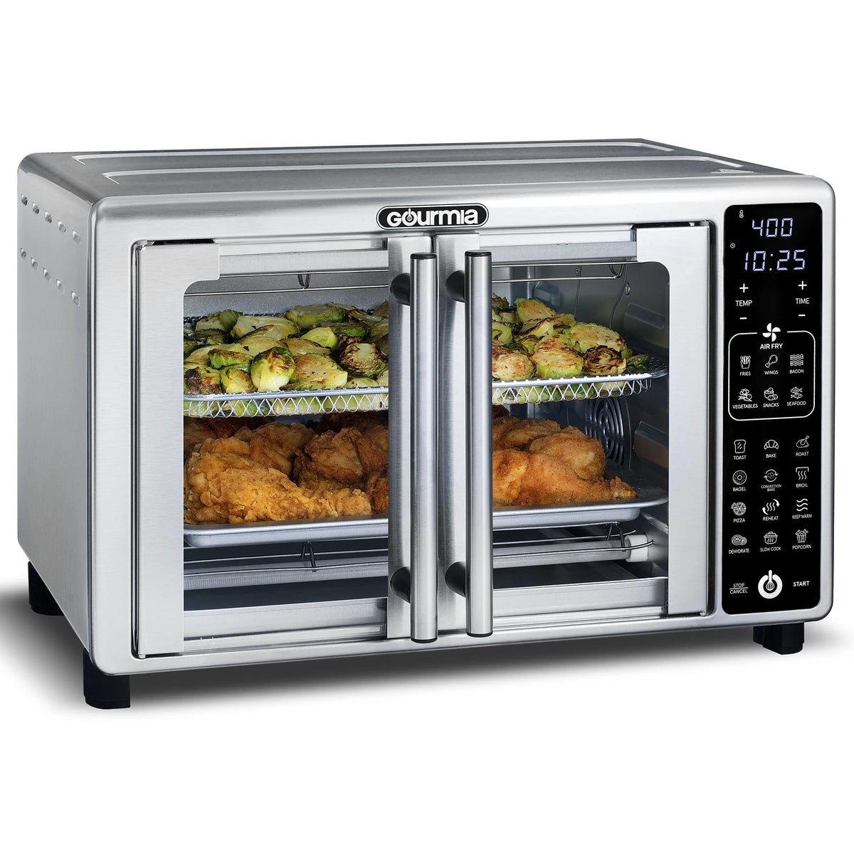 Gourmia French Door Digital Toaster Oven Air Fryer, 6-Slice, 24L, Stainless Steel - GTF2440
