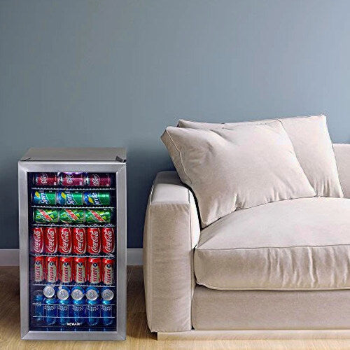 NewAir Beverage Refrigerator Cooler | 126 Cans Free Standing with Right Hinge Glass Door