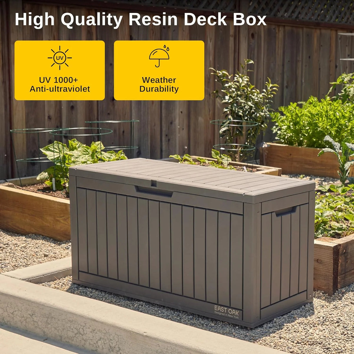EAST OAK 230 Gallon Resin Deck Box, Grey - DB23005