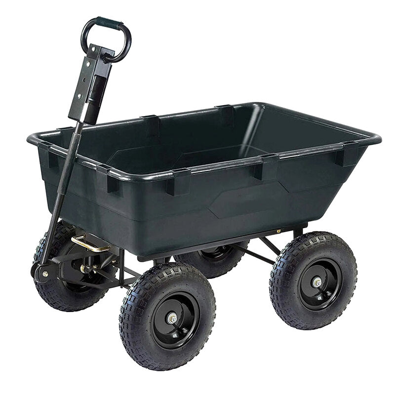 GOR866D HeavyDuty Garden Poly Dump Cart with 2In1 Convertible Handle, 1,200Pound Capacity, 40Inch by 25Inch Bed, Black Finish
