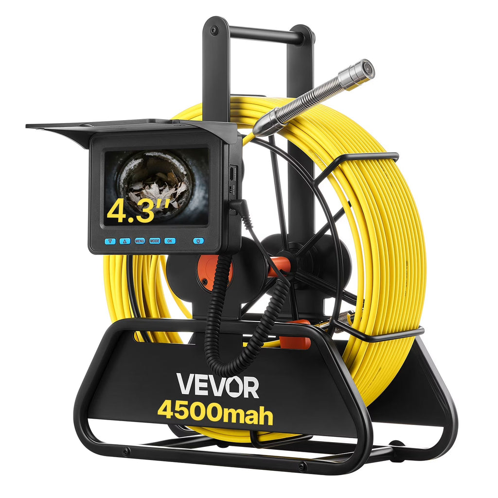 VEVOR Sewer Camera, 98 ft / 30 m, 4.3 inch Display, 16 GB Card - WP9602B