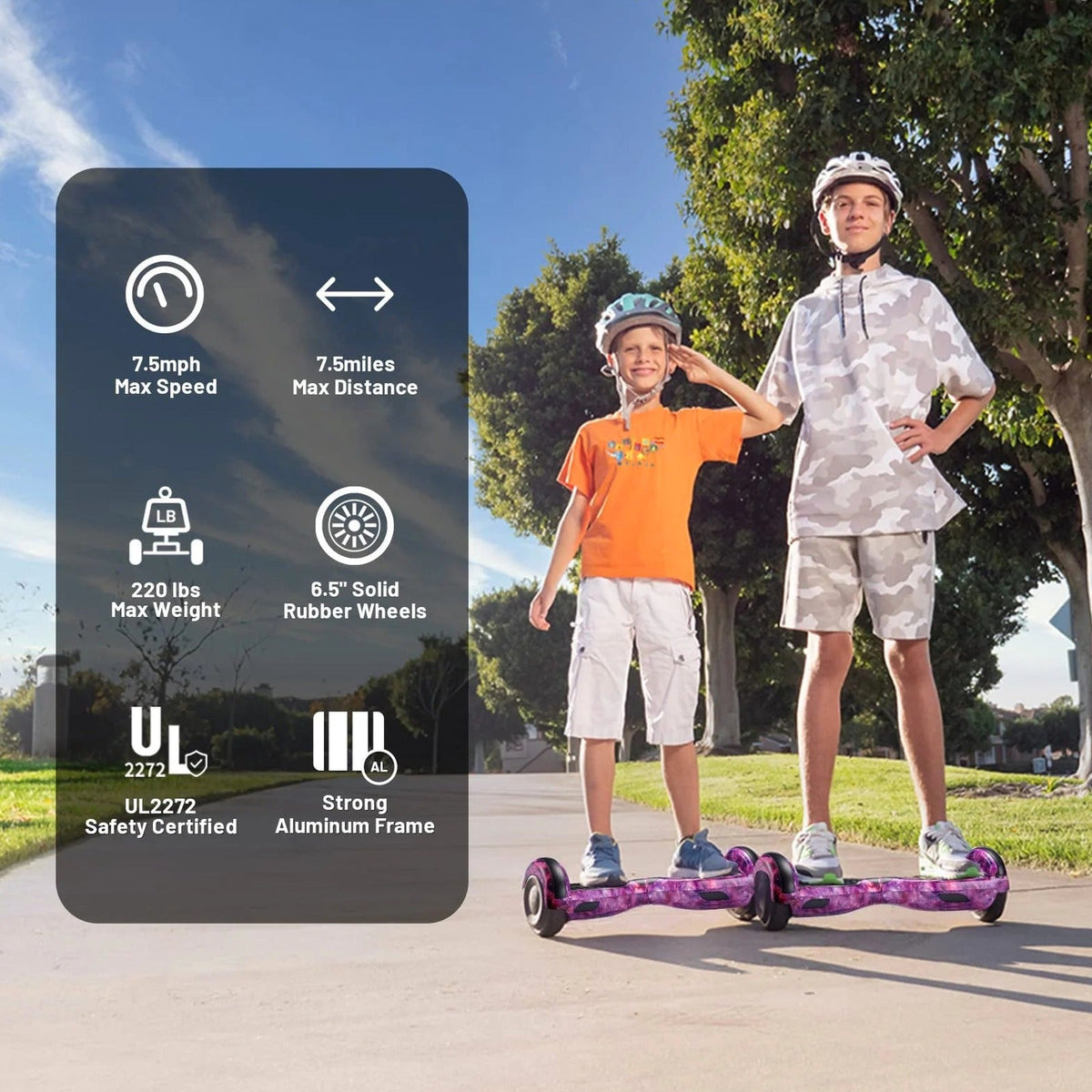 SIMATE 6.5" Hoverboard with Bluetooth &amp; LED Lights