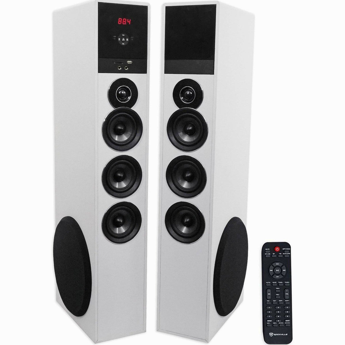 Rockville TM150W Home Theater System with 10′′ Subwoofer, Bluetooth, and Remote Control – White