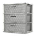 Sterilite 3-Drawer Wide Tower, Cement Weave