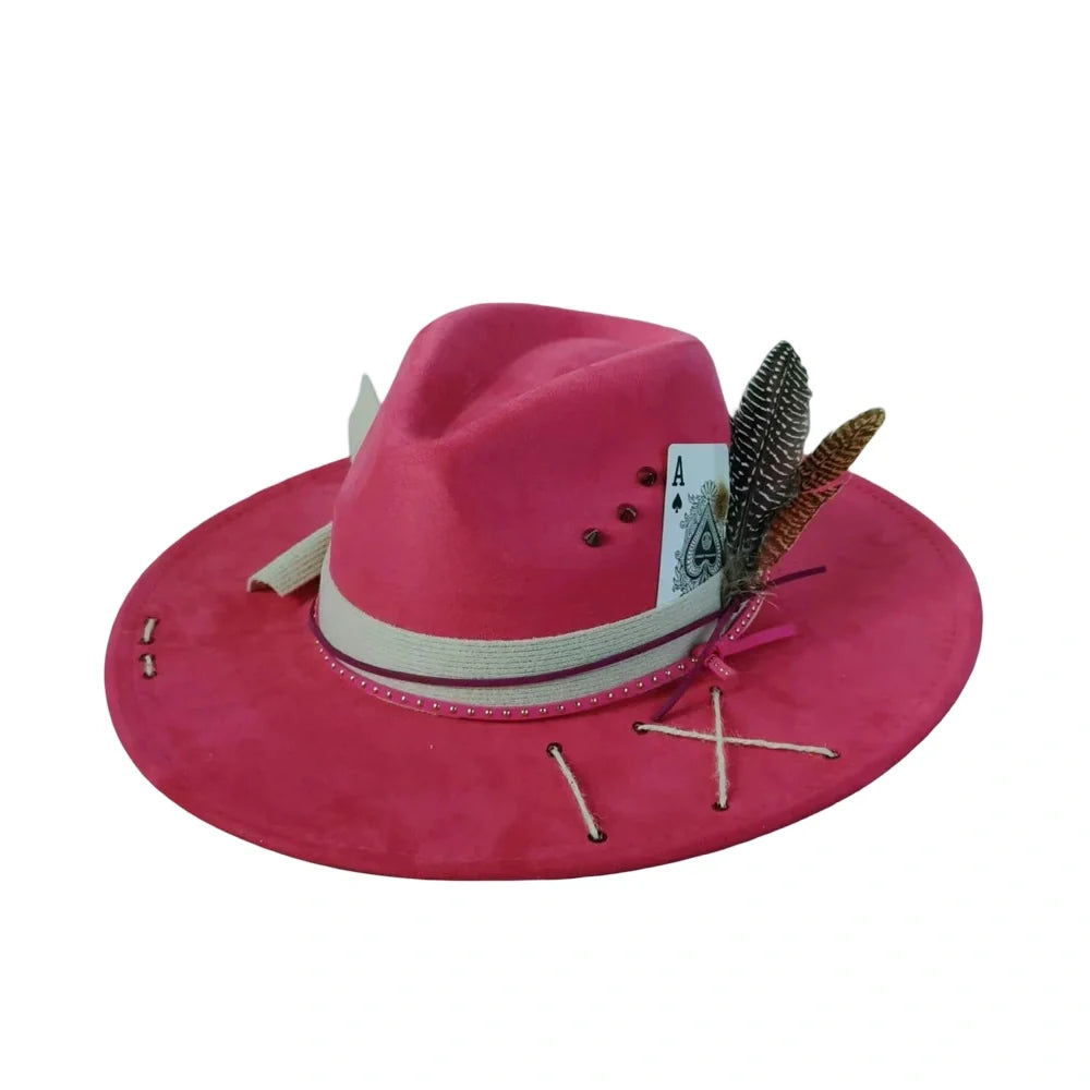Ace of Spades Bohemian Handmade Suede Fedora Hat