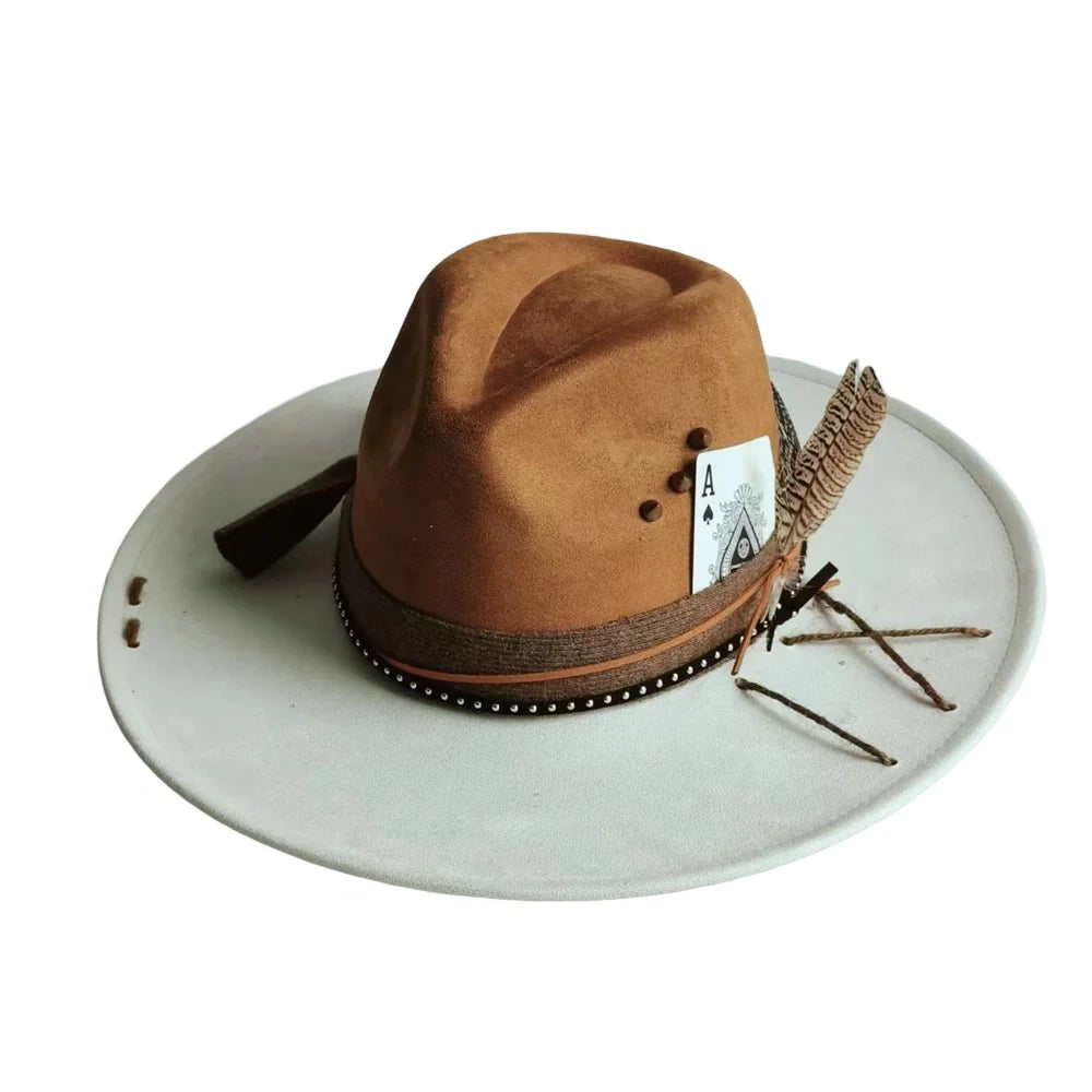 Ace of Spades Bohemian Handmade Suede Fedora Hat