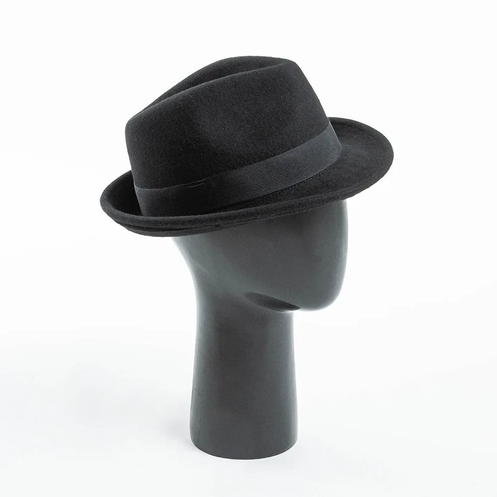 Amstrong Small Brim Black Wool Trilby Hat