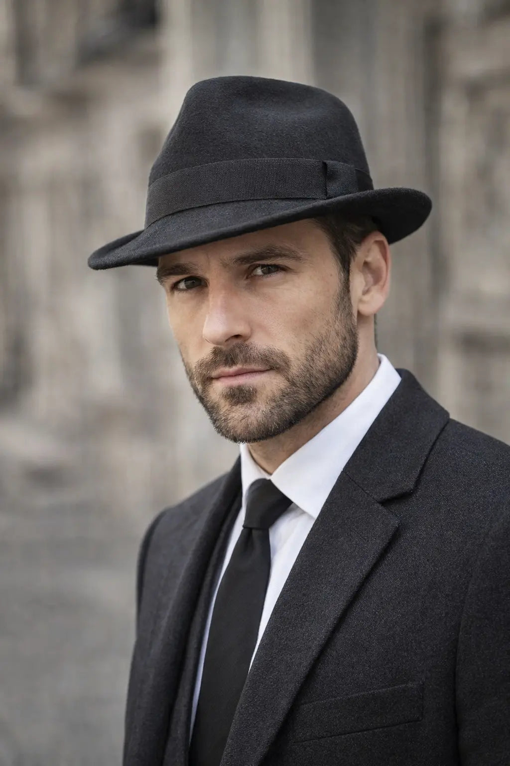 Amstrong Small Brim Black Wool Trilby Hat
