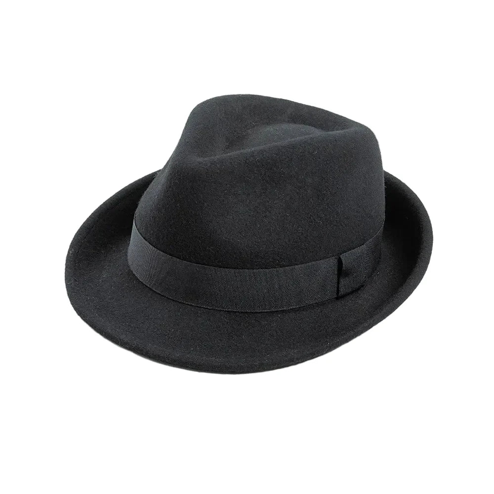 Amstrong Small Brim Black Wool Trilby Hat