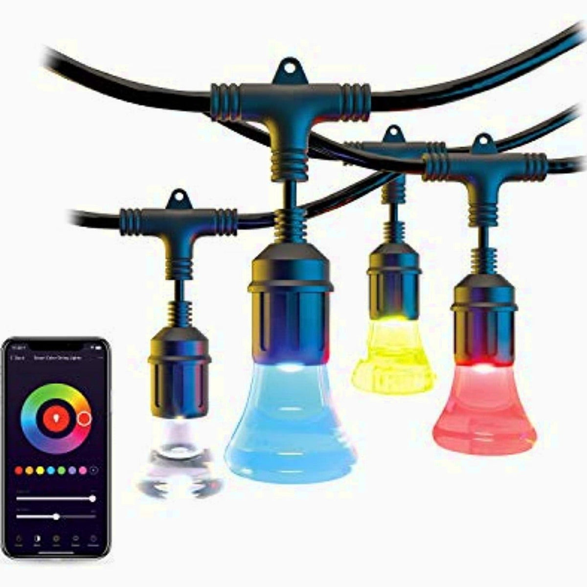 Atomi Smart WiFi Color String Lights - 24ft Waterproof LED, Alexa/Google Compatible