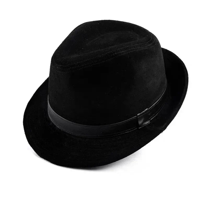 Bayeux Black Genuine Leather Trilby Hat